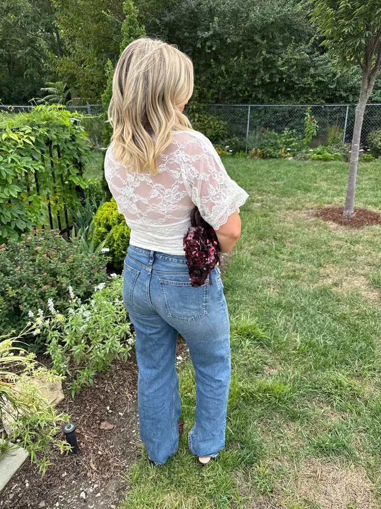 Cream Lace Going Out Top