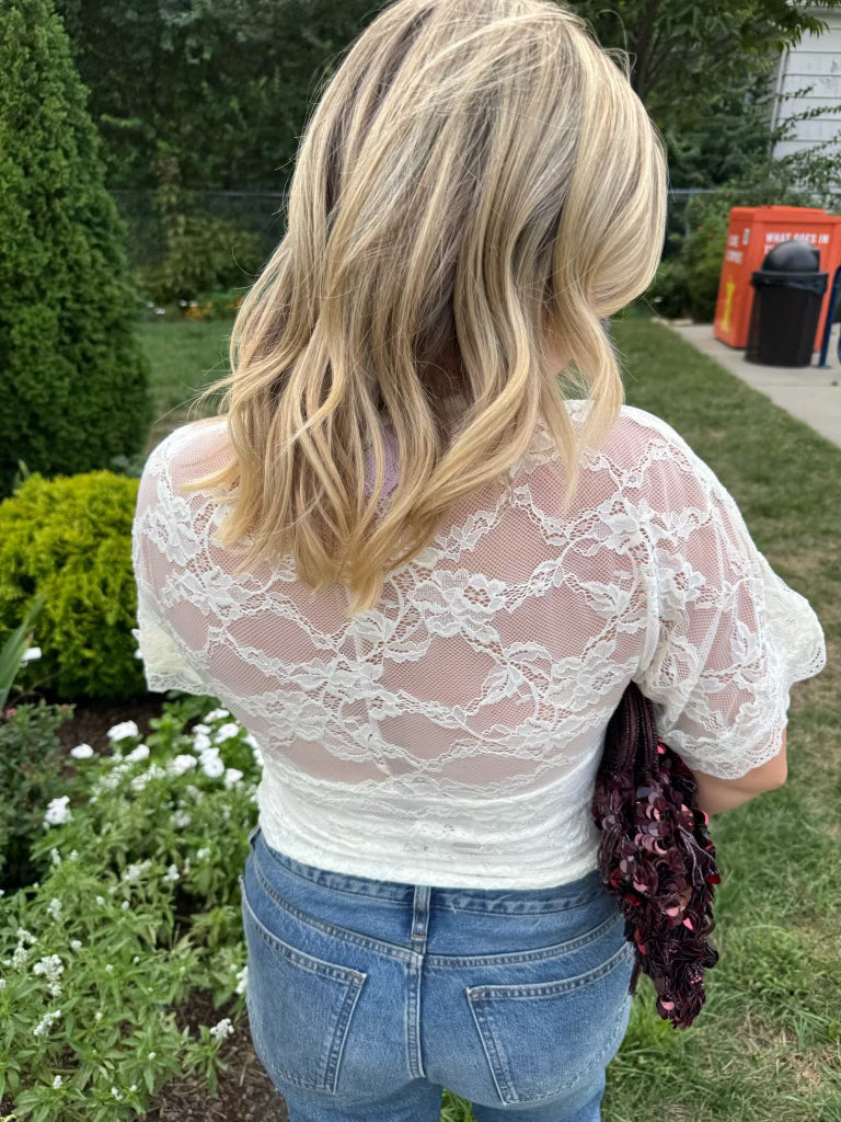 Cream Lace Going Out Top