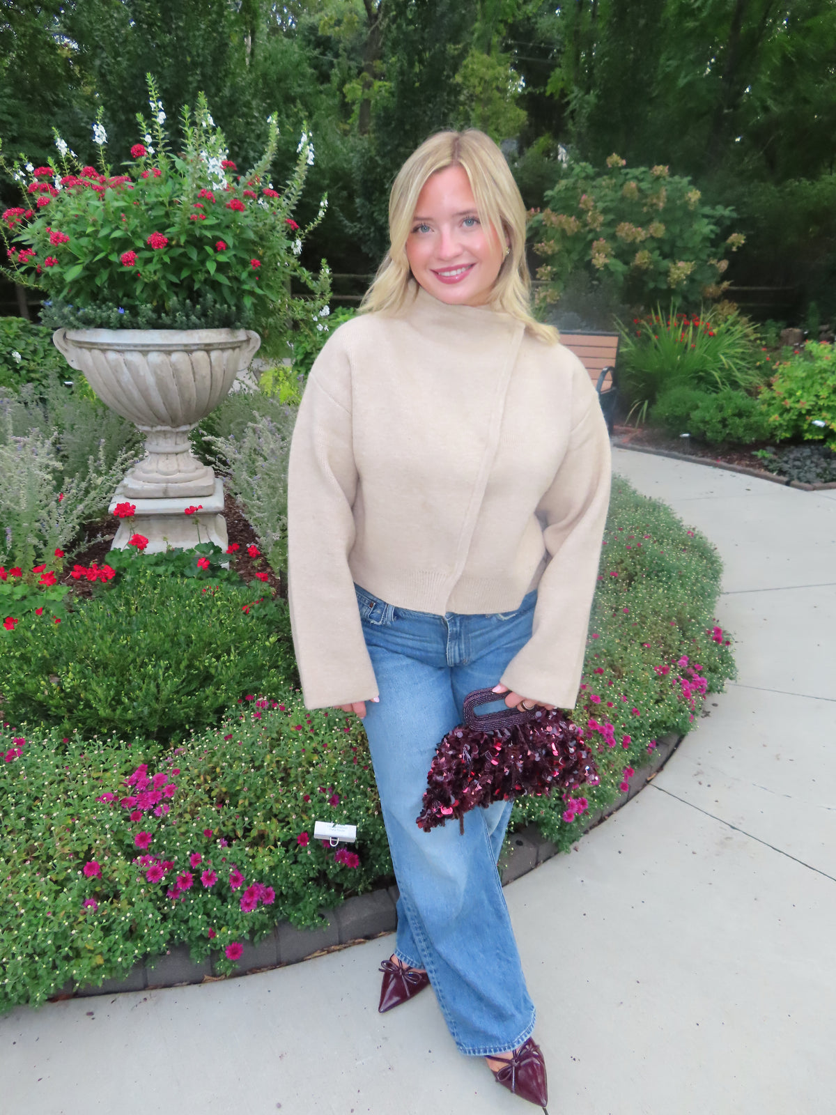 Camel Mock Neck Knit