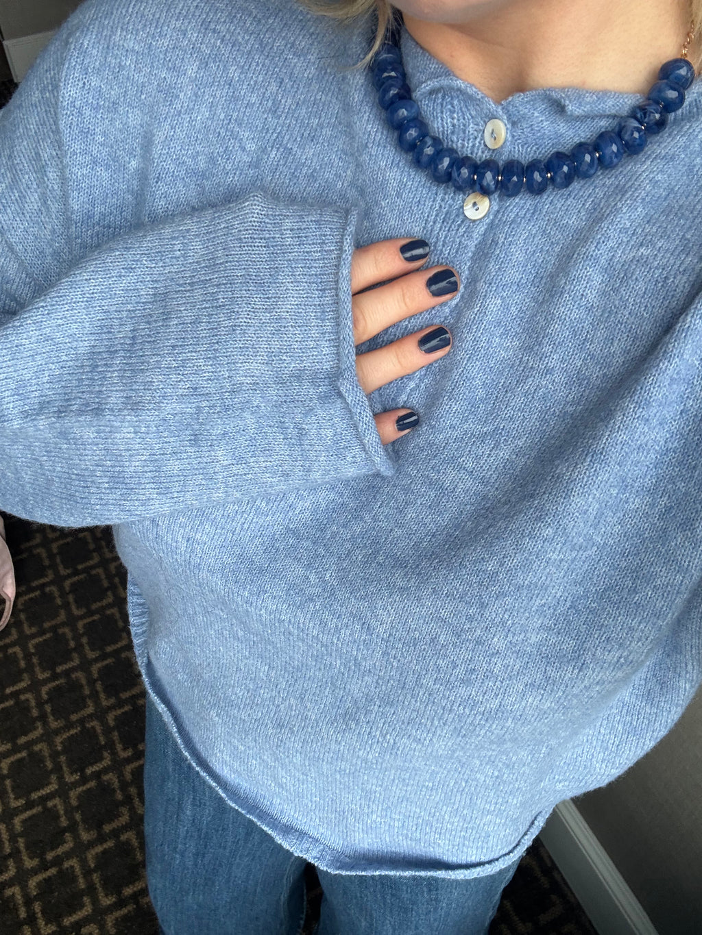Blue Henley Sweater