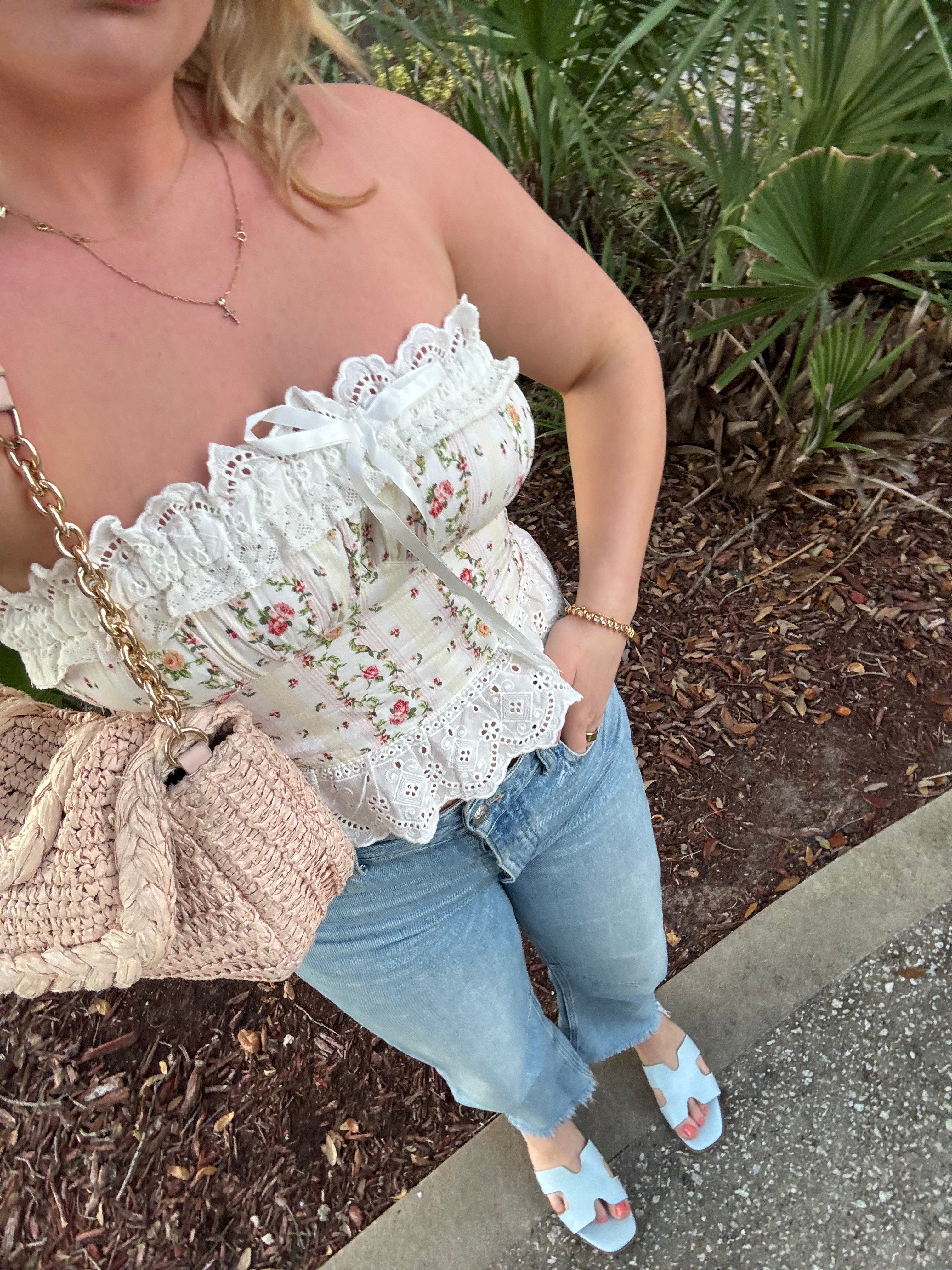 Floral Ruffle Tube Top