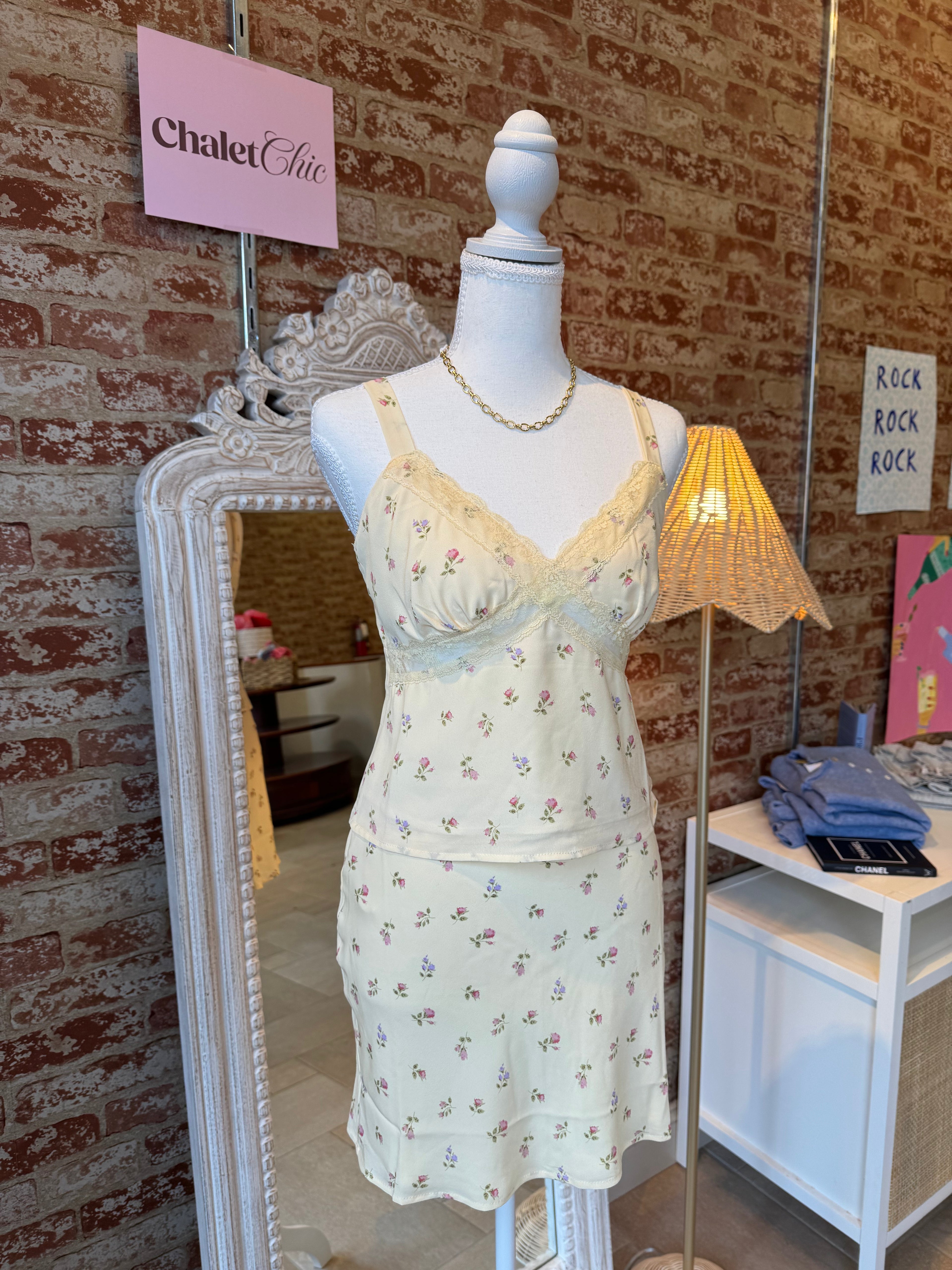 Yellow Floral Mini Skirt