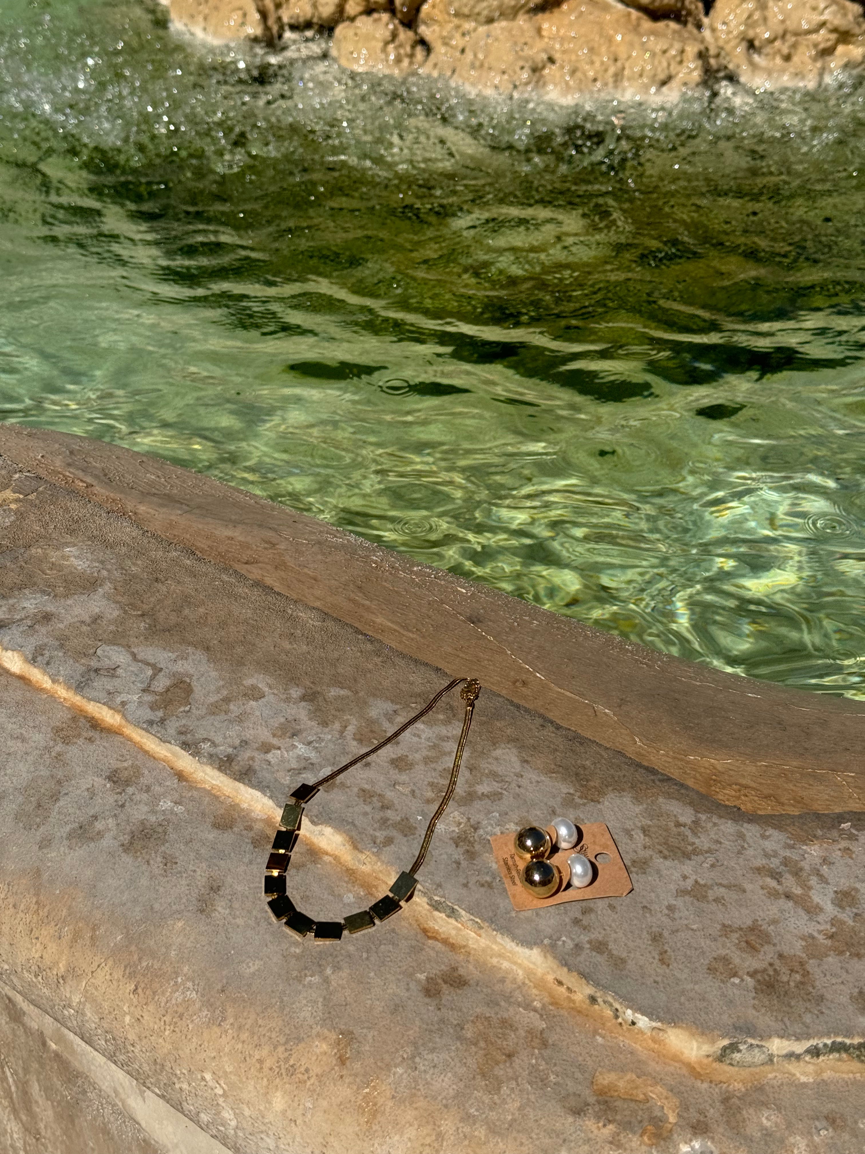 Gold Front Pearl Back Earrings