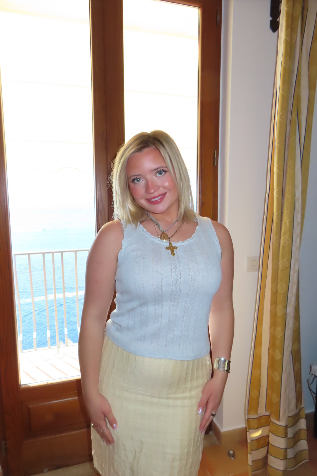 Pointelle Ruffle Tank